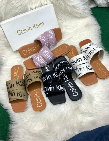 Calvin Klein Slippers – Supreme Comfort & Style (Brown-White)