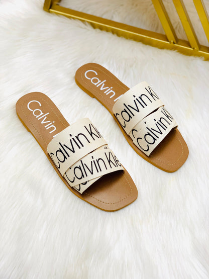 Calvin Klein Slippers – Supreme Comfort & Style (Beige-White)