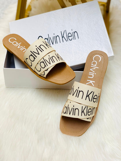 Calvin Klein Slippers – Supreme Comfort & Style (Beige-White)