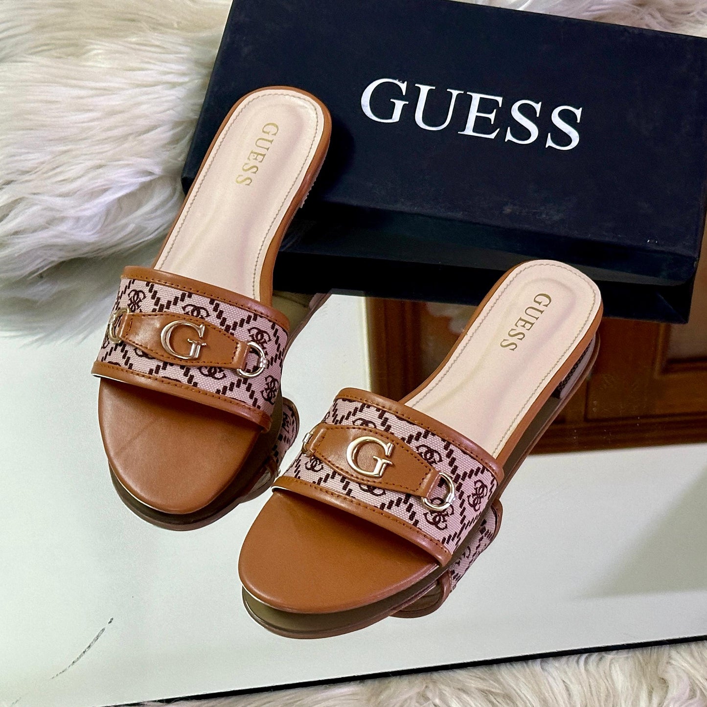 GUESS Premium Slippers – Restocked (Brown)