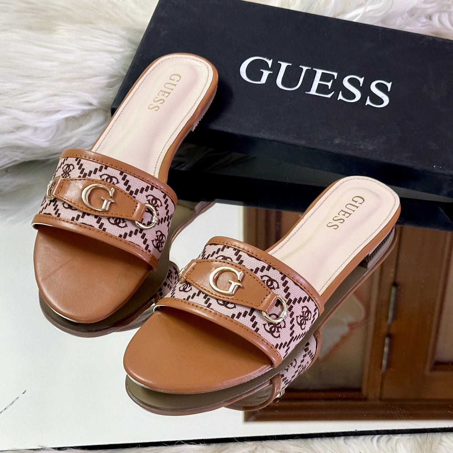 GUESS Premium Slippers – Restocked (Brown)
