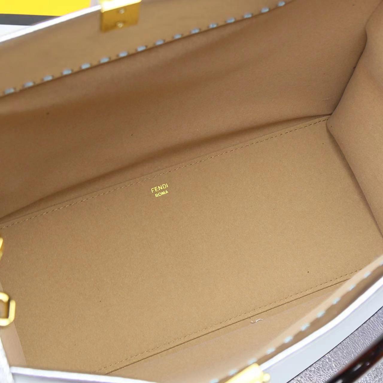 FENDI-Inspired Sunshine Tote – Premium Women Bag (Straw & Leather){silver}
