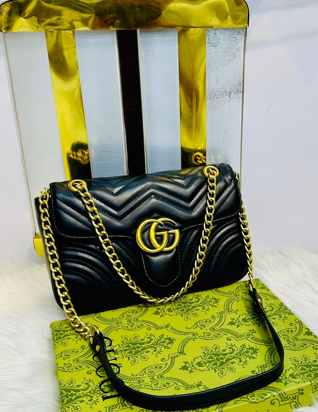 GUCCI GG Marmont-Inspired – Official Model Women Bag with Box(Black)