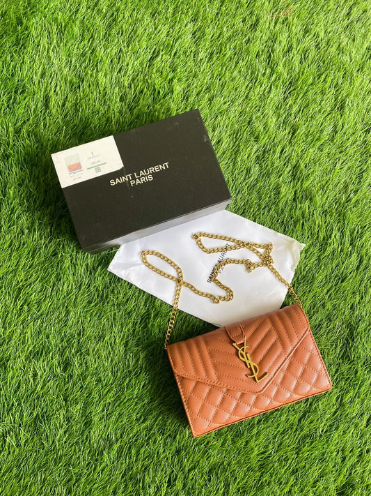 YSL-Inspired Handbag – Premium Quality Women Bag with Gold Accessories & Box(Brown)