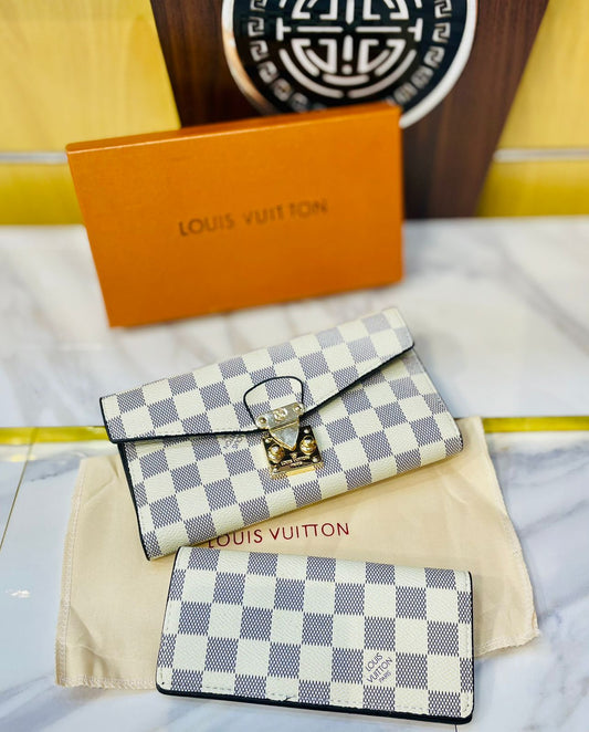 LOUIS VUITTON-Inspired Clutch/Wallet – Premium Quality Women Bag at Sale Price(White With Grey)