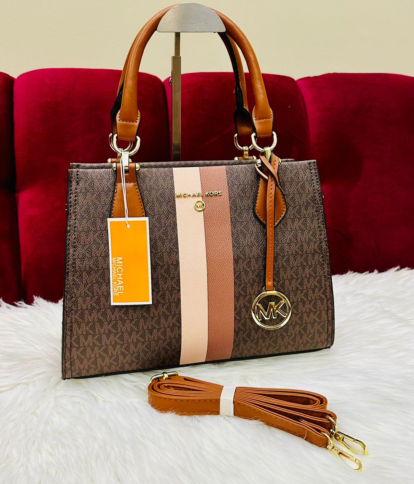 MICHAEL KORS-Inspired Handbag – High Quality Women Bag with Brand Dust Bag(Dark Brown)