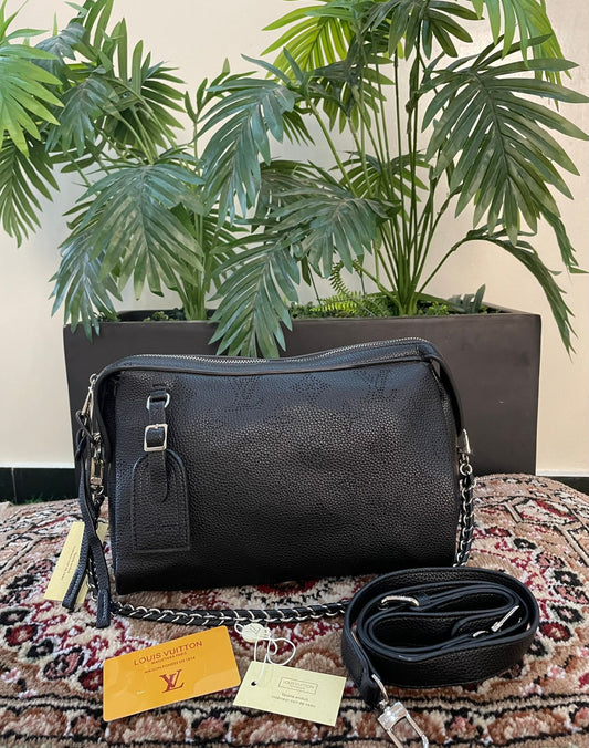 LOUIS VUITTON-Inspired Handbag – Premium Quality Women Bag with Silver Accessories (Black)