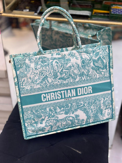CHRISTIAN DIOR-Inspired Tote – High Quality Denim Women Bag with Beautiful Print(Blue)
