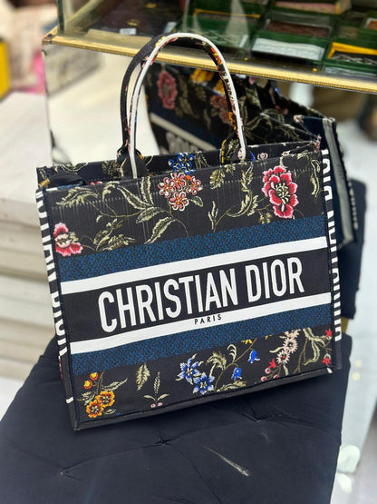 CHRISTIAN DIOR-Inspired Tote – High Quality Denim Women Bag with Beautiful Print(Black)