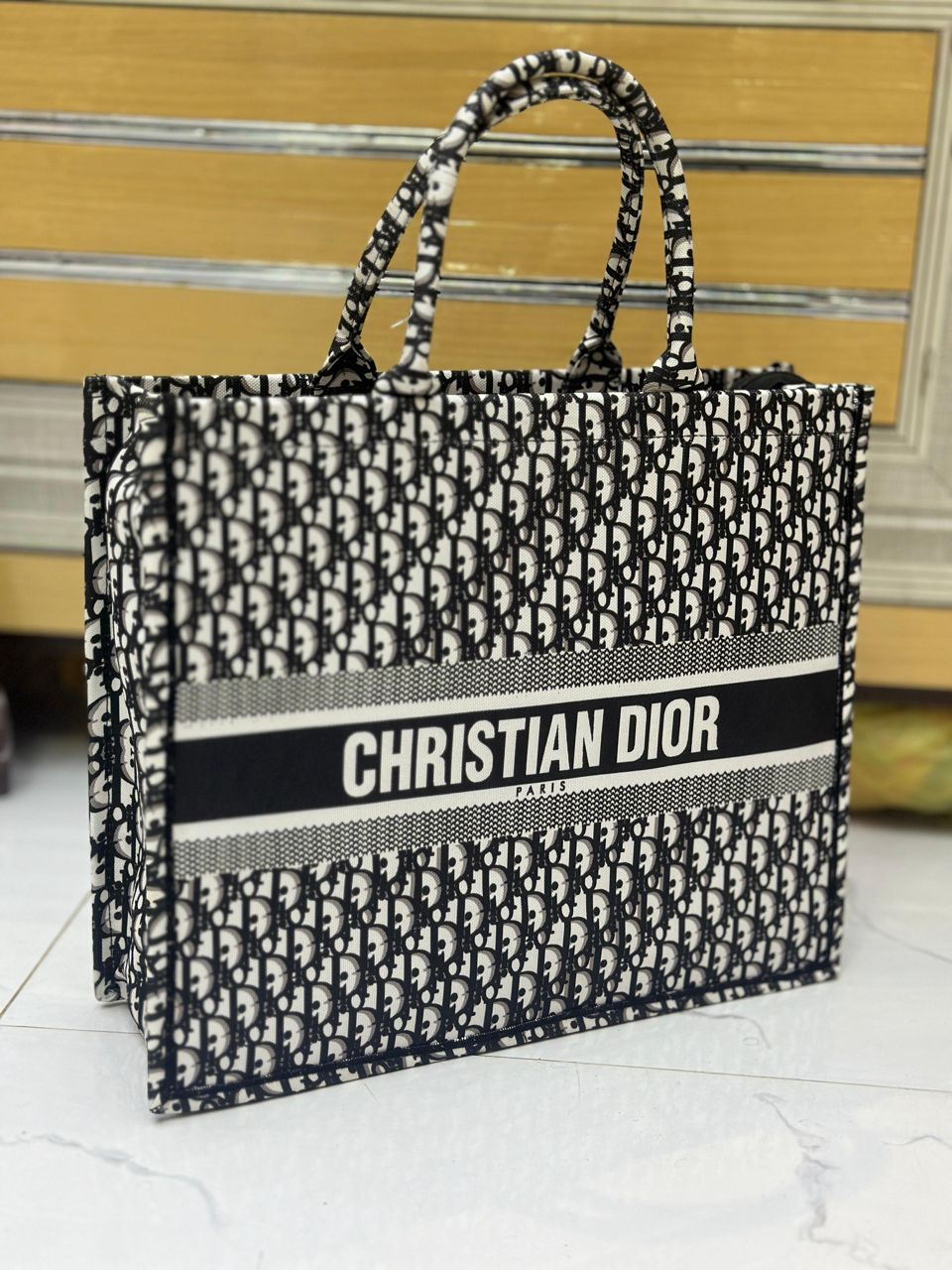CHRISTIAN DIOR-Inspired Tote – High Quality Denim Women Bag with Beautiful Print(Black)