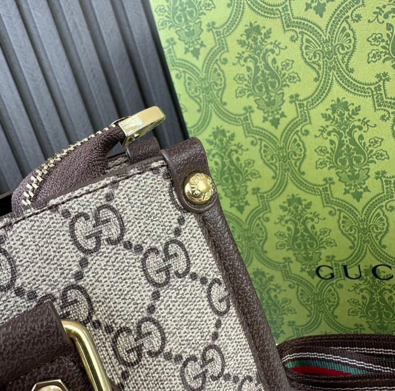 GUCCI-Inspired Medium Bag – Good Quality Women Bag with Logo & Long Belt(Beige)