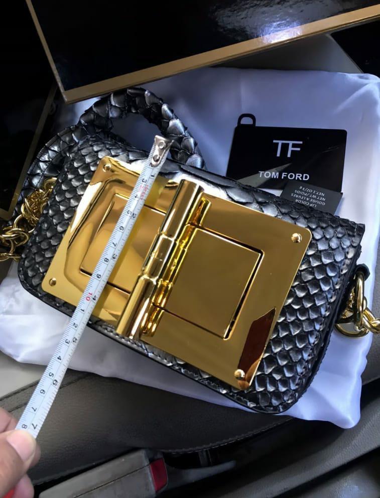 TOM FORD Natalia-Inspired Crossbody – Luxury Women Bag with Gold Hardware(Black)