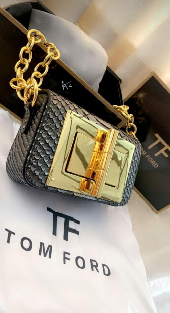 TOM FORD Natalia-Inspired Crossbody – Luxury Women Bag with Gold Hardware(Black)