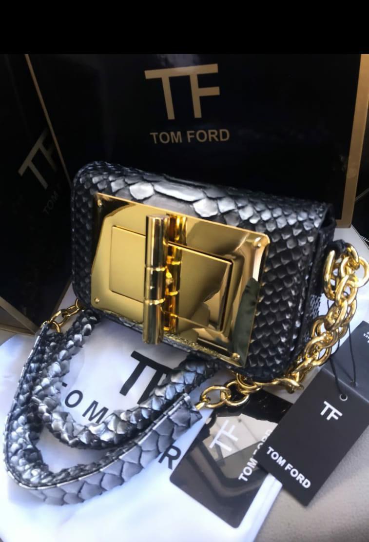 TOM FORD Natalia-Inspired Crossbody – Luxury Women Bag with Gold Hardware(Black)