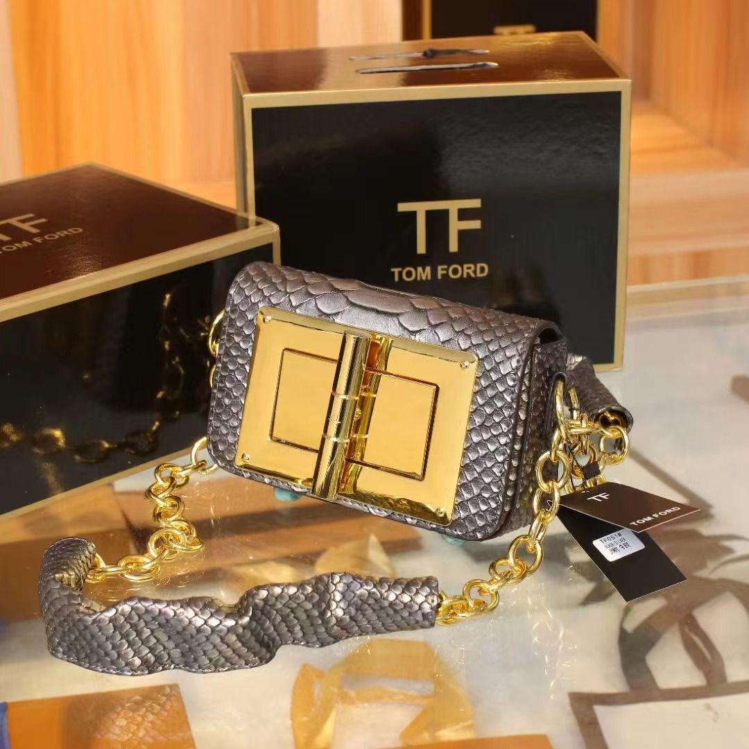 TOM FORD Natalia-Inspired Crossbody – Luxury Women Bag with Gold Hardware(Black)