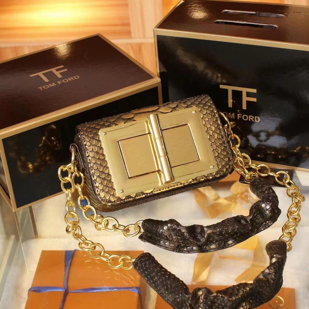 TOM FORD Natalia-Inspired Crossbody – Luxury Women Bag with Gold Hardware(Gold/Bronze))