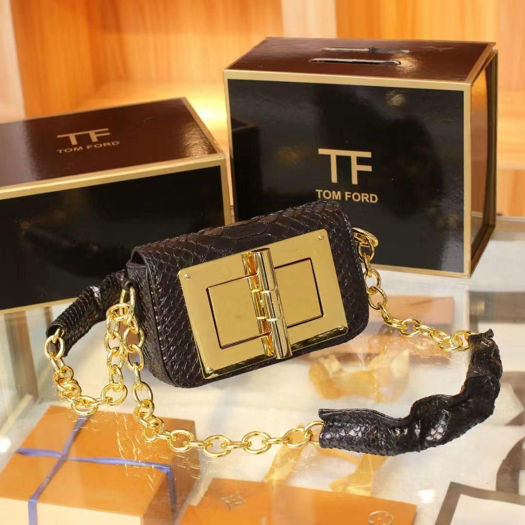TOM FORD Natalia-Inspired Crossbody – Luxury Women Bag with Gold Hardware(Black)