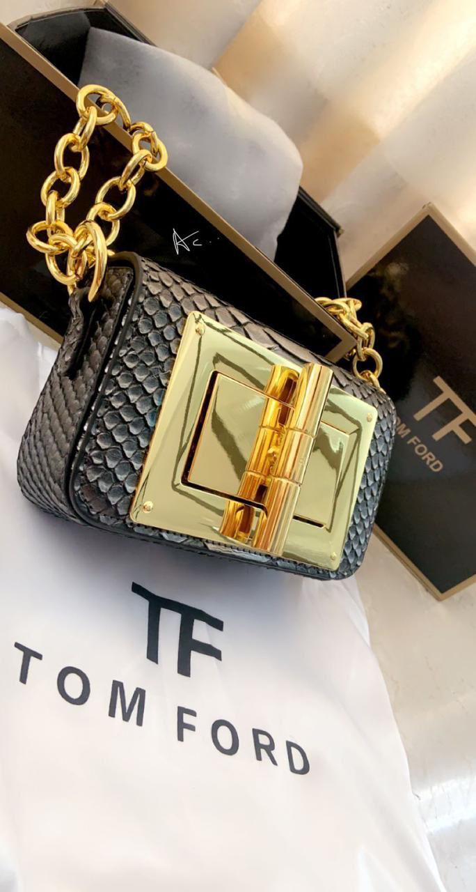 TOM FORD Natalia-Inspired Crossbody – Luxury Women Bag with Gold Hardware(Black)
