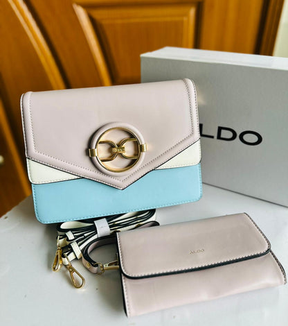 ALDO-Inspired Handbag Set – Premium Quality Women Bag with Box & Hand Pouch (Light Grey)