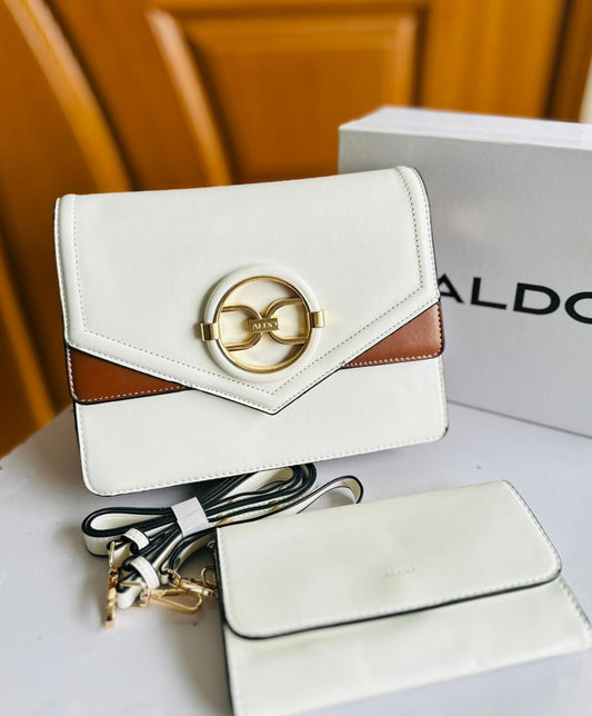 ALDO-Inspired Handbag Set – Premium Quality Women Bag with Box & Hand Pouch (White)