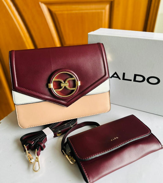 ALDO-Inspired Handbag Set – Premium Quality Women Bag with Box & Hand Pouch (Maroon)