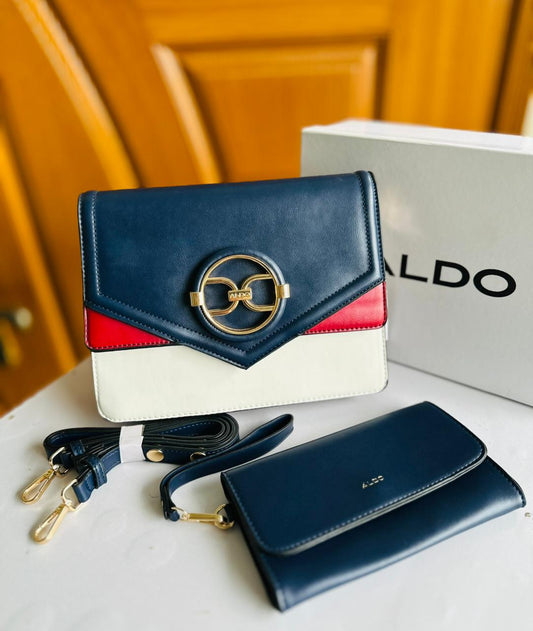 ALDO-Inspired Handbag Set – Premium Quality Women Bag with Box & Hand Pouch (Blue)