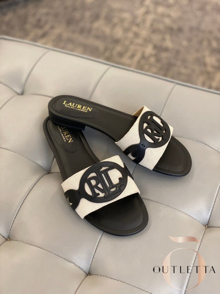 RALPH LAUREN-Inspired Flat Slippers – Elegant Women Footwear with Brand Box(Black)