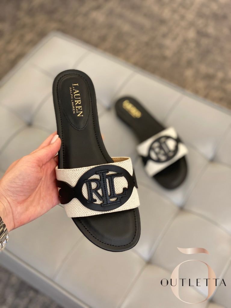 RALPH LAUREN-Inspired Flat Slippers – Elegant Women Footwear with Brand Box(Black)