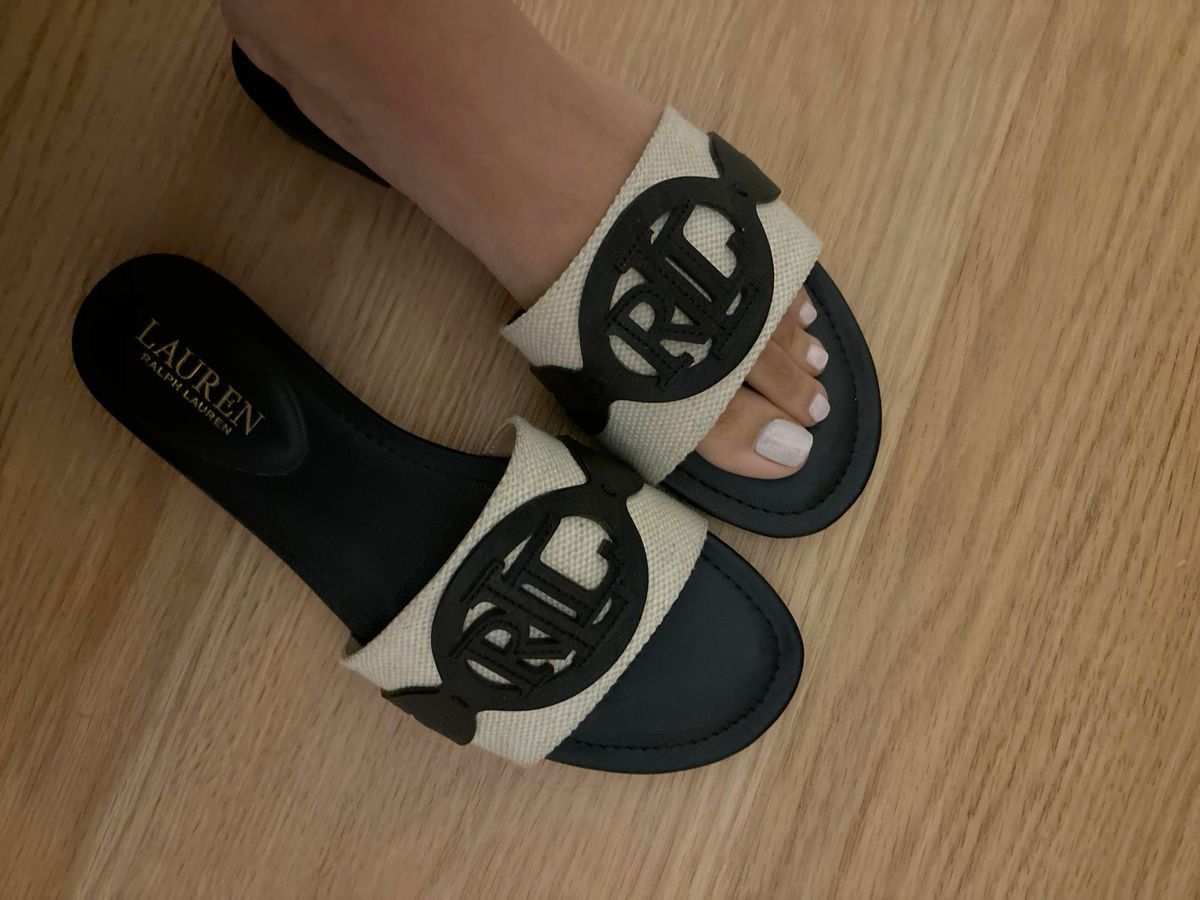 RALPH LAUREN-Inspired Flat Slippers – Elegant Women Footwear with Brand Box(Black)