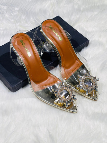 MANOLO BLAHNIK-Inspired Heels – Premium Women Footwear with Brand Box(Gold)