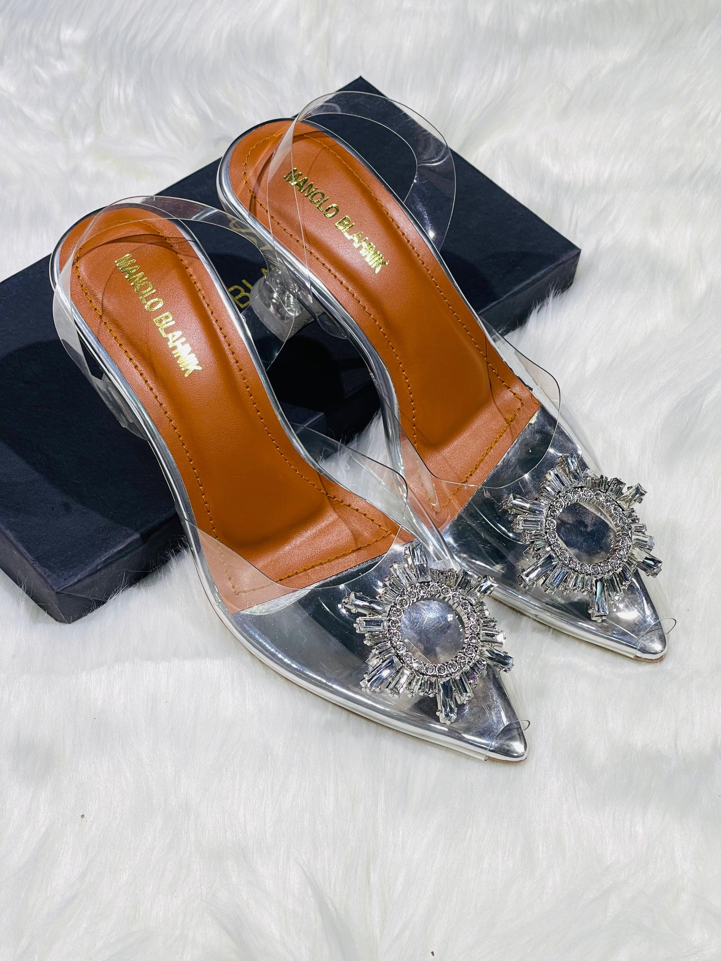 MANOLO BLAHNIK-Inspired Heels – Premium Women Footwear with Brand Box(Silver)