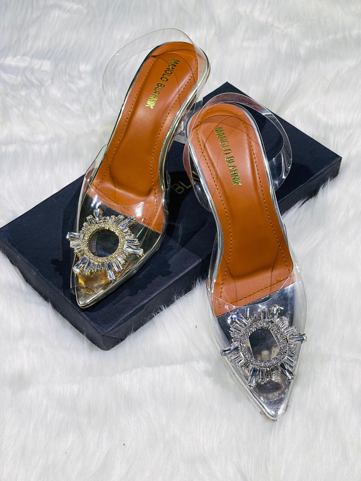 MANOLO BLAHNIK-Inspired Heels – Premium Women Footwear with Brand Box(Gold)
