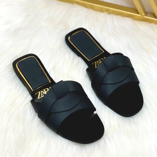 ZARA Basic Slipper – Everyday Women Footwear with Brand Box (Black)