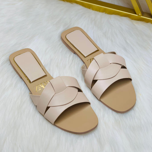 ZARA Basic Slipper – Everyday Women Footwear with Brand Box (Cream)