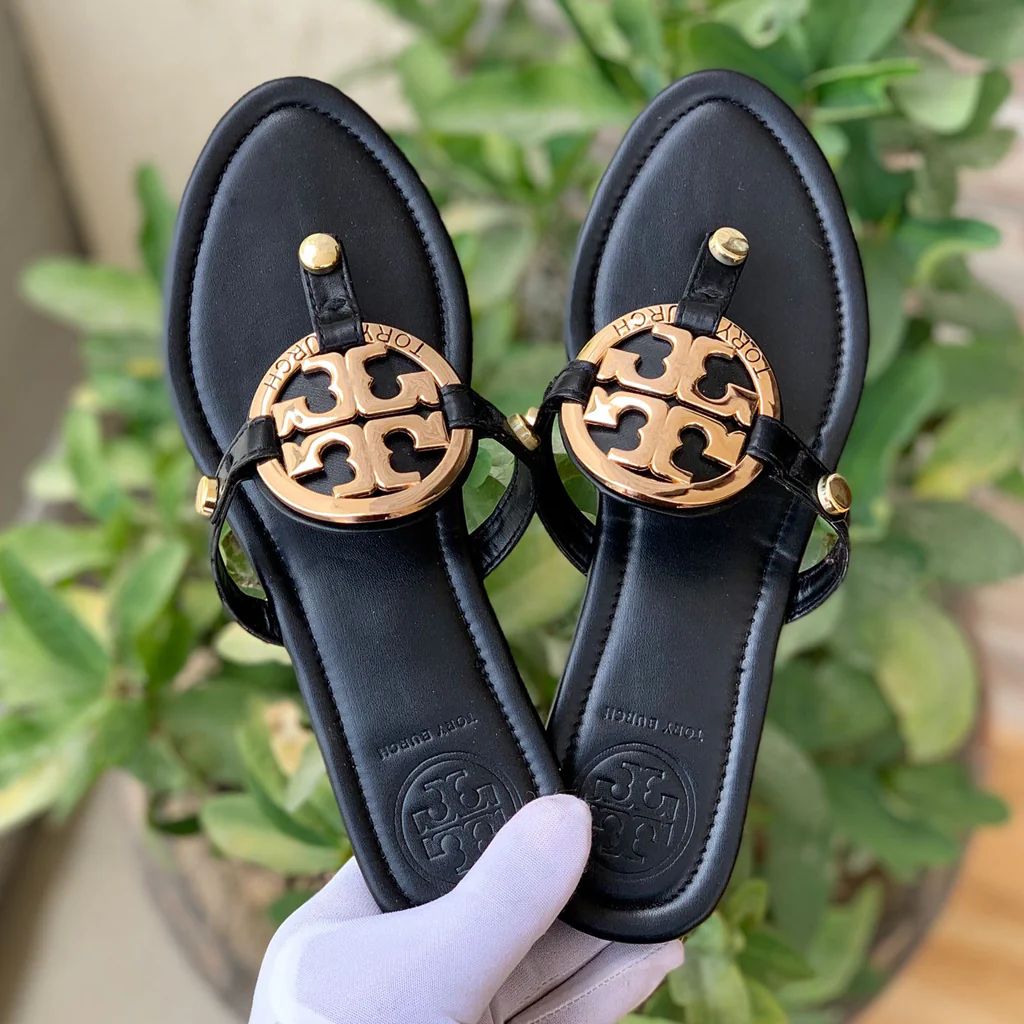 TORY MILLER-Inspired Flat Slippers – Elegant Women Footwear with Brand Box(Black)