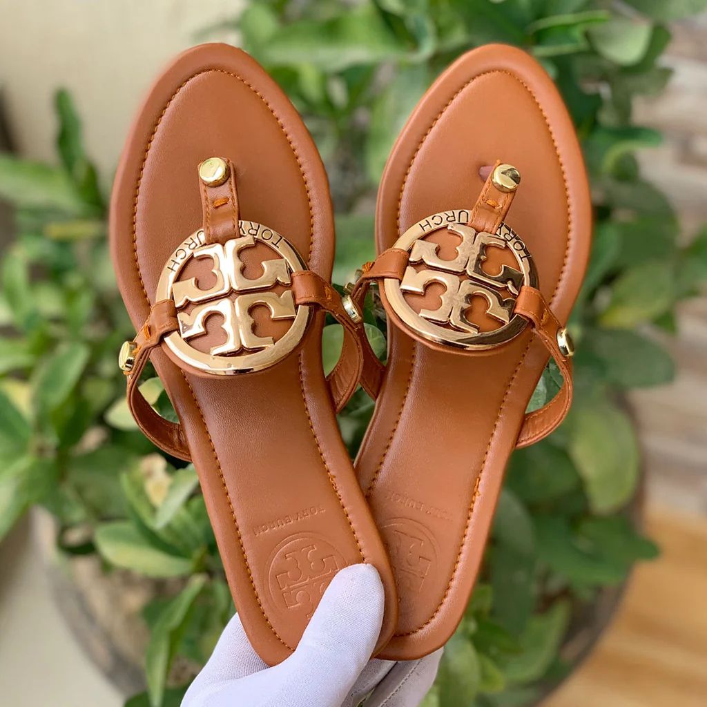 TORY MILLER-Inspired Flat Slippers – Elegant Women Footwear with Brand Box(Brown)