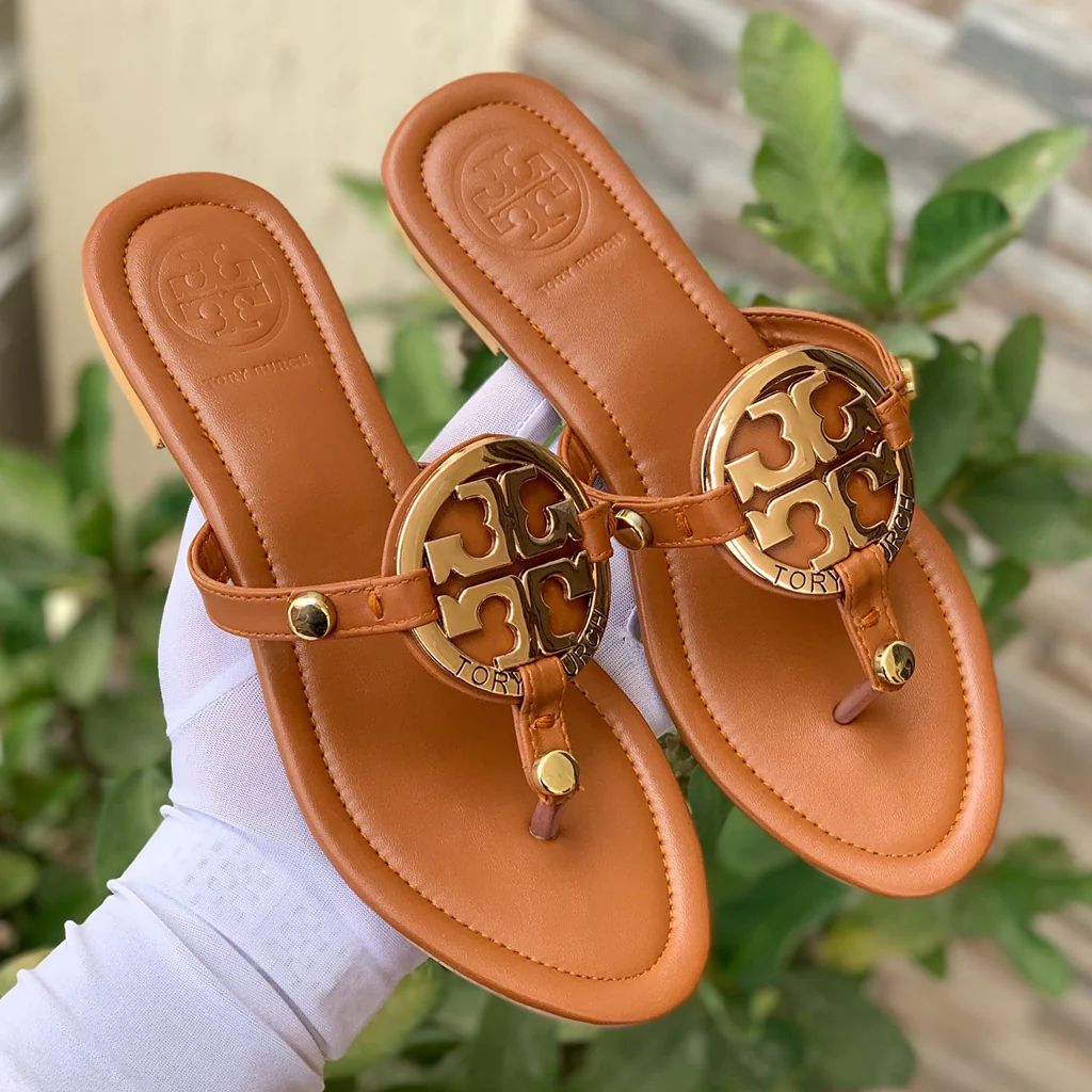 TORY MILLER-Inspired Flat Slippers – Elegant Women Footwear with Brand Box(Brown)
