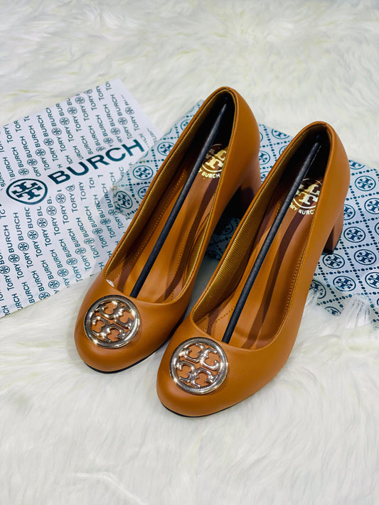 TORY BURCH Block Heel Pumps (Premium Quality Women Footwear with Brand Box)(Brown)