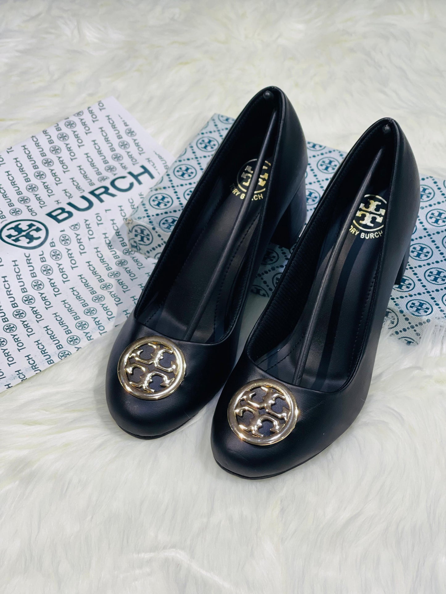 TORY BURCH Block Heel Pumps (Premium Quality Women Footwear with Brand Box)(Black)