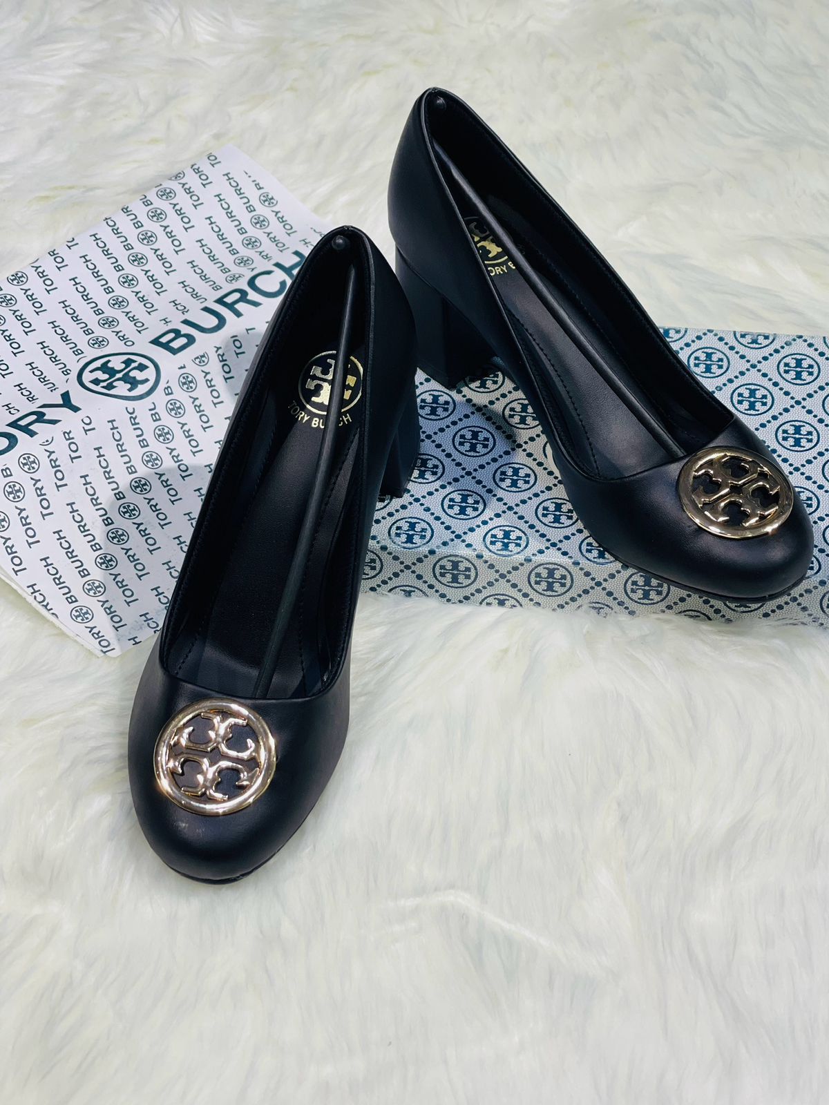 TORY BURCH Block Heel Pumps (Premium Quality Women Footwear with Brand Box)(Black)