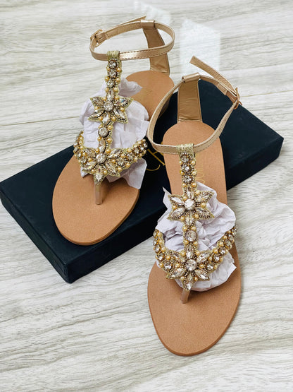 JIMMY CHOO-Inspired Embroidered Sandals – Luxury Women Footwear with Brand Box(Brown)