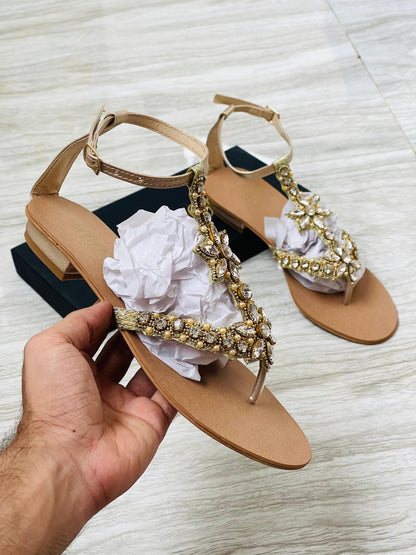 JIMMY CHOO-Inspired Embroidered Sandals – Luxury Women Footwear with Brand Box(Brown)