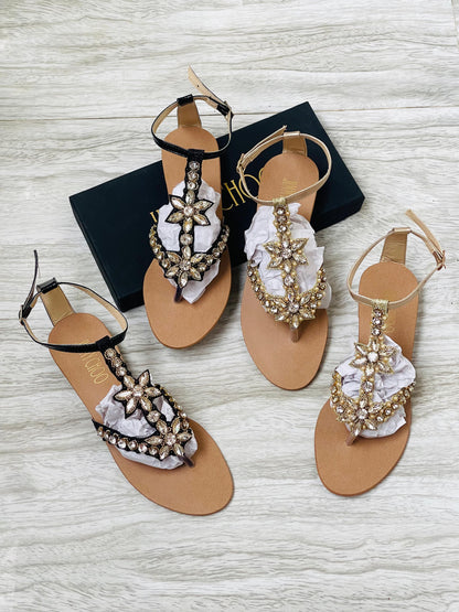 JIMMY CHOO-Inspired Embroidered Sandals – Luxury Women Footwear with Brand Box(Black)