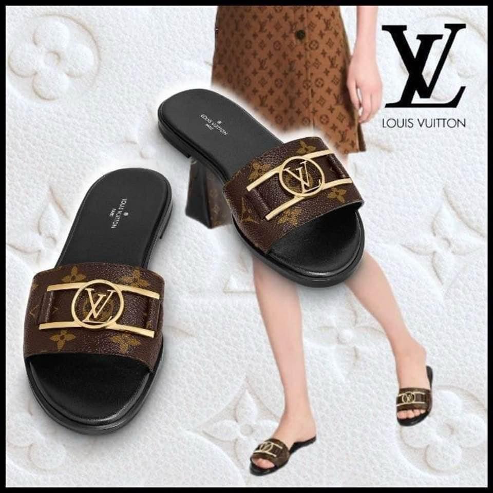 LOUIS VUITTON-Inspired Flat Slippers – Premium Women Footwear with Brand Box(Brown 1)