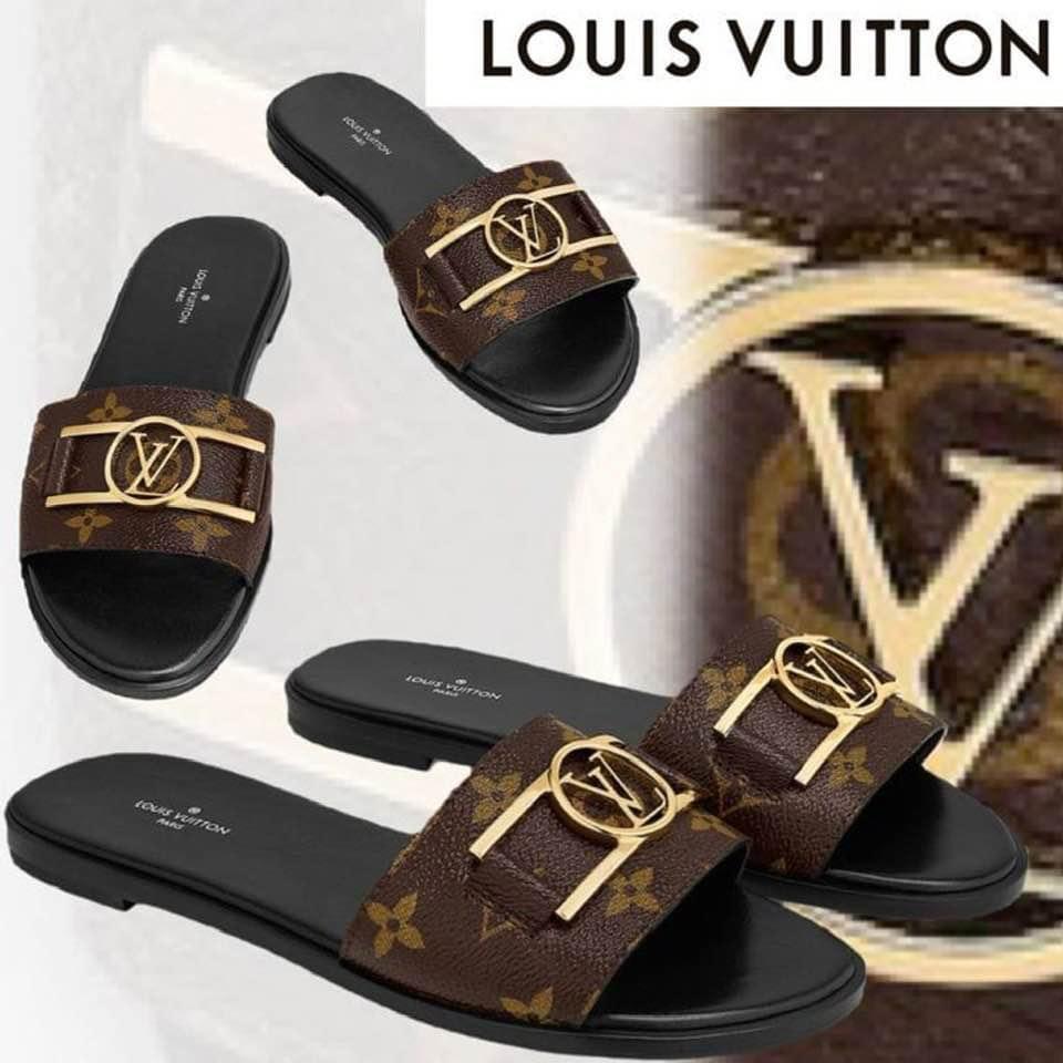 LOUIS VUITTON-Inspired Flat Slippers – Premium Women Footwear with Brand Box(Brown 1)