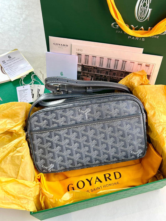 GOYARD-Inspired Crossbody Bag – Stylish Women Bag with Full Branding & Long Belt(Black)