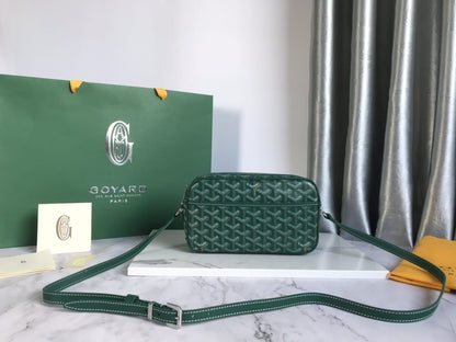 GOYARD-Inspired Crossbody Bag – Stylish Women Bag with Full Branding & Long Belt(Green)