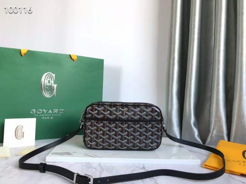 GOYARD-Inspired Crossbody Bag – Stylish Women Bag with Full Branding & Long Belt(Black)