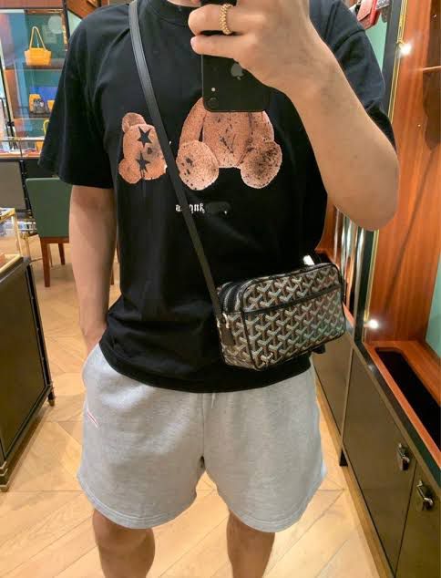 GOYARD-Inspired Crossbody Bag – Stylish Women Bag with Full Branding & Long Belt(Black)