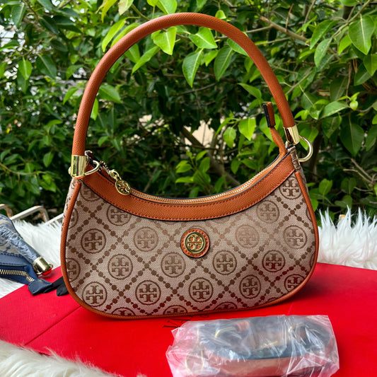TORY BURCH-Inspired Cross Shoulder Bag – Elegant Women Bag with Brand Tag & Dust Bag(Brown)